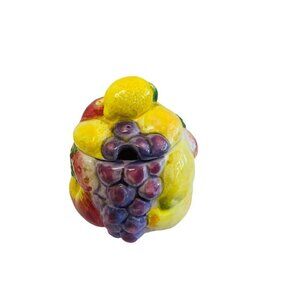 Vintage Potteries Fruit Vegetable Charming Sugar Bowl Fruit Basket Sugar Bowl  J